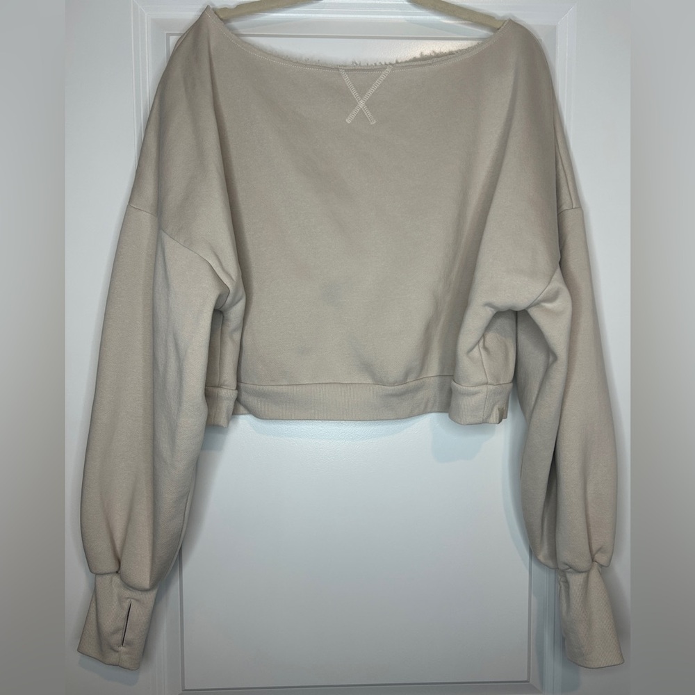 Beige Blogilates off the shoulder pullover